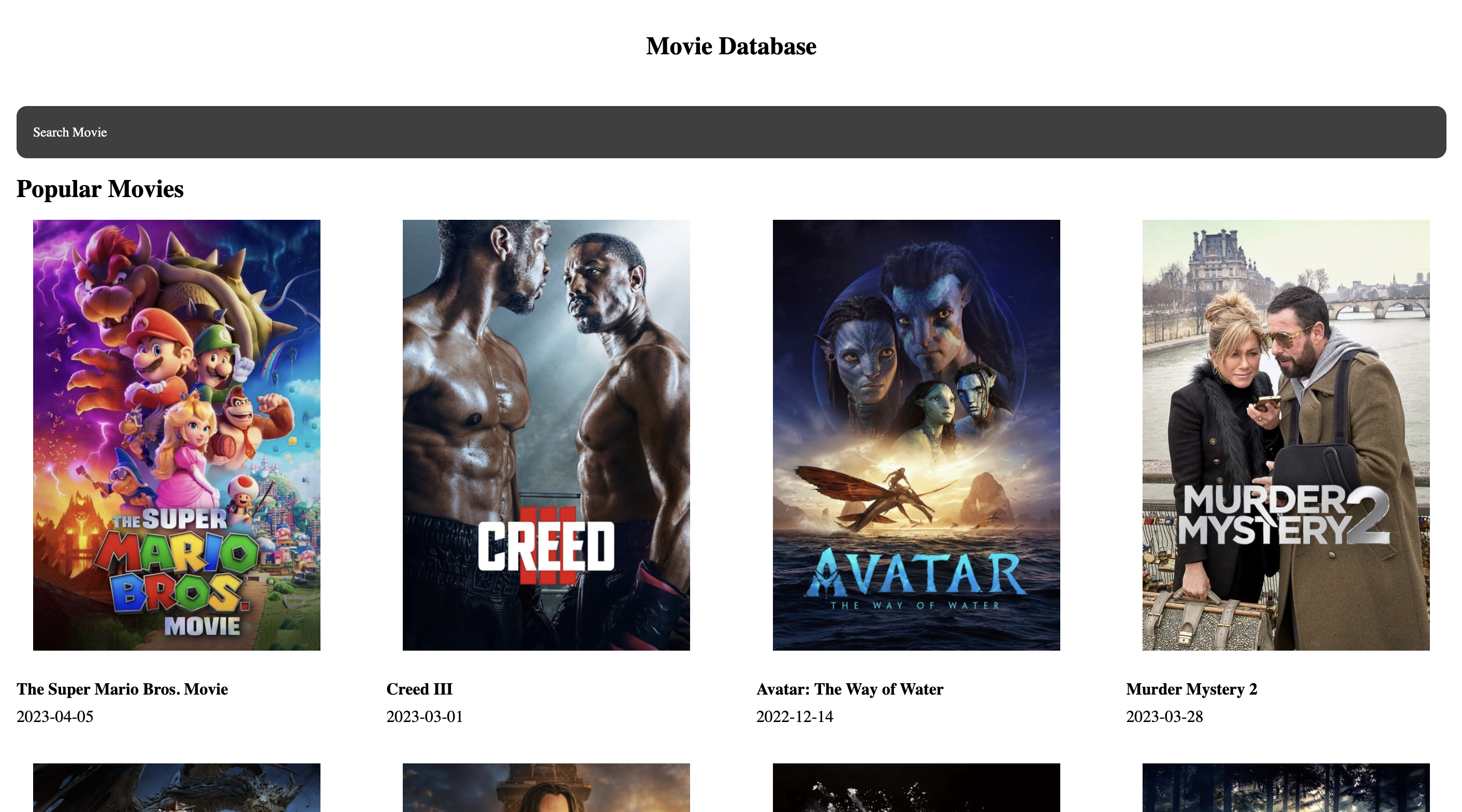 Movie App Main Page